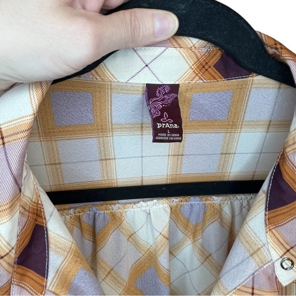 PrAna Red Orange Plaid Button Up Tunic Top Dress Cabincore Lagenlook Campcore - Picture 8 of 11